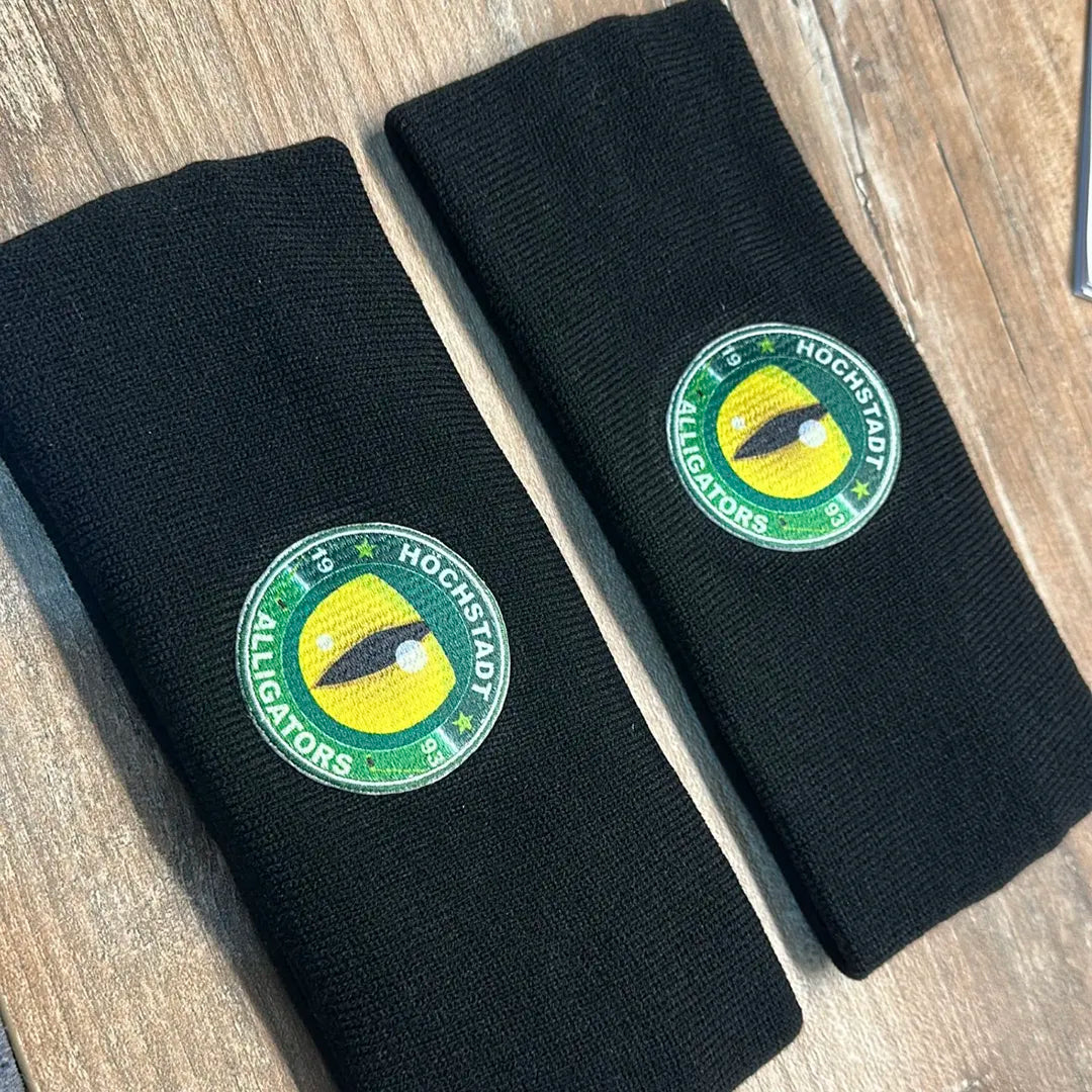 Schwarzes Stirnband mit Alligators Logo