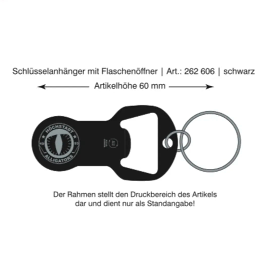 Praktischer Einkaufswagenlöser mit integriertem Flaschenöffner und HEC-Logo