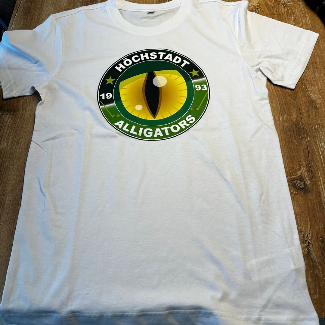 weißes T-shirt mit Alligators Logo auf der Vorderseite